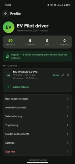 Profile, garage, and vehicle data